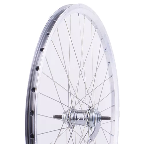 Hátsó kerék 28x1 1/2 (635mm) ezüst duplafalú alu abroncs, Cseh kontrafékes acél agy