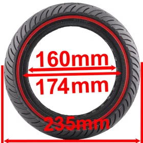 Nedong 10x2,5 (60/70-7) e-roller tömör gumi piros csíkkal