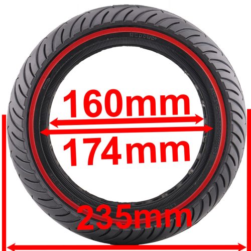 Nedong 10x2,5 (60/70-7) e-roller tömör gumi piros csíkkal