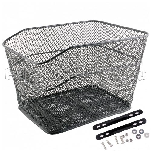 Hátsó magasított sűrű-szövésű fém kosár 23 liter fekete