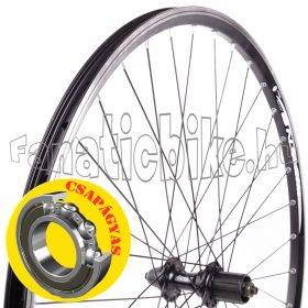   Hátsó kerék 28/29” (622mm) duplafalú fekete alu abroncs, kazettás gyorszáras fekete csapágyas alu agy fekete küllő