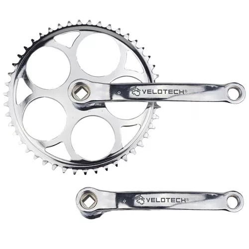 Velotech hajtómű acél négyzetkúpos 170 mm 46T 1/8" króm