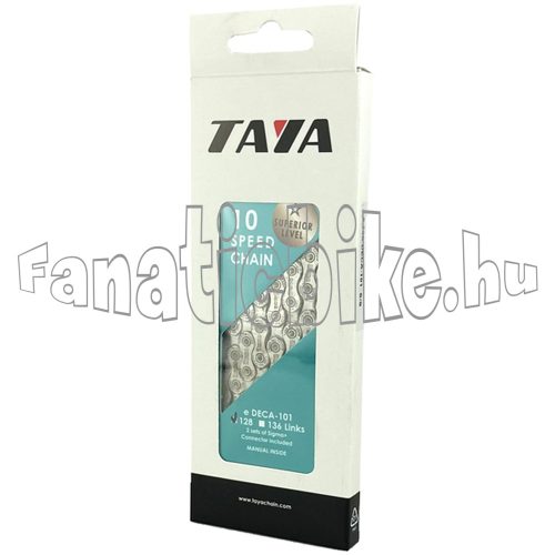 Taya eDeca-101 (1/2" x 5/64" x 128 szemes) 10 sebességes ezüst E-bike lánc + patentszem