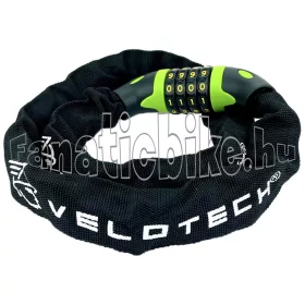 Velotech 6x900mm számzáras láncos zár textilben fekete