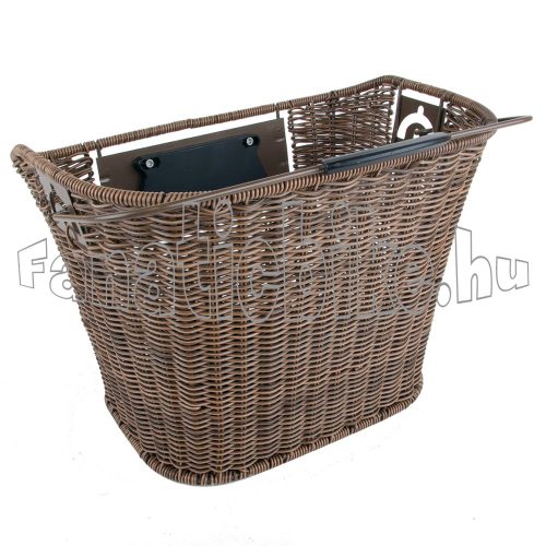 Rattan hatású első adapteres kosár (35x25x26) barna