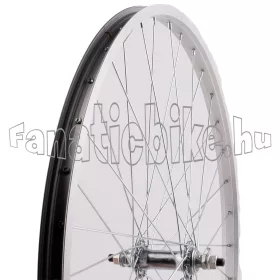   Első kerék 27x1 1/4 (630mm) ezüst alu abroncs, krómozott acél agy