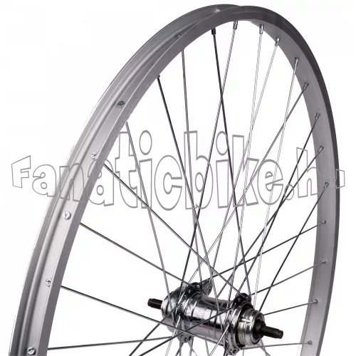 Hátsó kerék 26x1.3/8 (590mm) ezüst alu abroncs kontrafékes Cseh agy