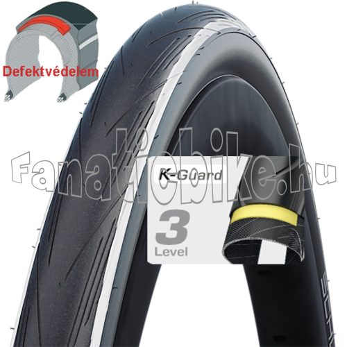 Schwalbe Lugano II hs471 700x25c (25-622) 28x1,00 fehér csíkos köpeny