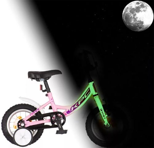KPC FluoBike Kitty cicás VILÁGÍTÓS 12" rózsaszín fluoreszkáló gyermek kerékpár