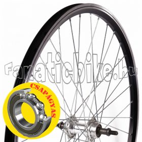   Hátsó kerék 26" (559mm) duplafalú fekete alu abroncs, csapágyas ezüst alu agy