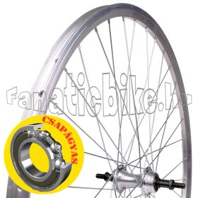   Hátsó kerék 28/29” (622mm) ezüst duplafalú alu abroncs, csapágyas ezüst alu agy