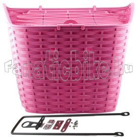 Műanyag első kosár fedeles pink