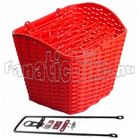 Műanyag első kosár fedeles piros 
