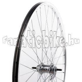   Hátsó kerék 26” (559mm) ezüst alu abroncs, Cseh kontrafékes acél agy