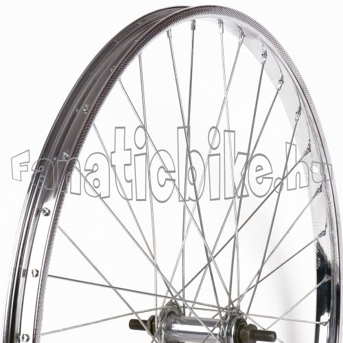 Első kerék 26x1.3/8" (590mm) krómozott acél abroncs, krómozott acél agy