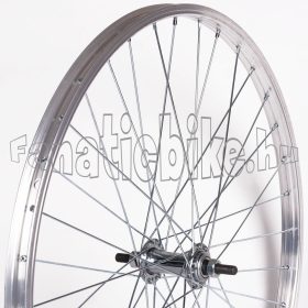   Első kerék 28/29” (622mm) ezüst alu abroncs, ezüst acél agy 