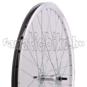   Első kerék 26” (559mm) ezüst duplafalú alu abroncs, ezüst alu agy