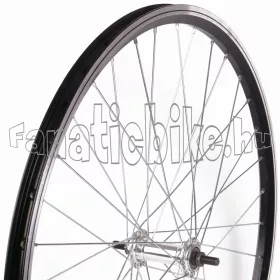   Első kerék 26" (559mm) duplafalú fekete alu abroncs, ezüst alu agy