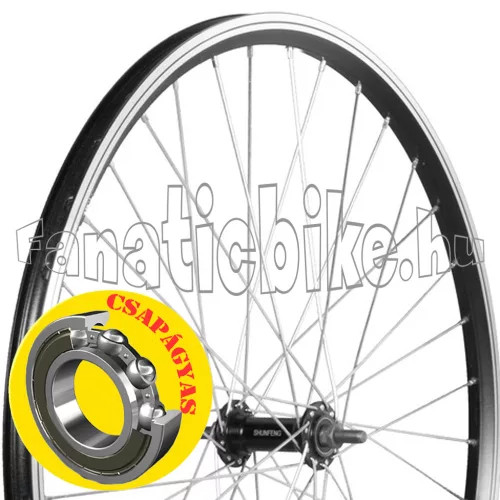 MTB 26" (18,5-559mm) ipari csapágyas, dupla-falu abroncsos első kerék fekete