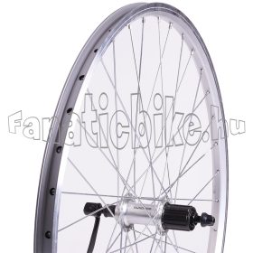   Hátsó kerék 26" (559mm) duplafalú ezüst alu abroncs, kazettás gyorszáras ezüst alu agy
