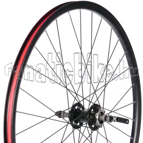   Hátsó kerék 27,5 (584mm) duplafalú fekete alu abroncs, tárcsafékes, gyors-záras, fekete alu agy, fekete küllő
