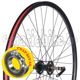   Hátsó kerék 28/29” (622mm) duplafalú fekete alu abroncs, gyorszáras fekete csapágyas alu agy fekete küllő