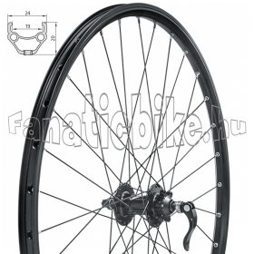   KLS Draft első kerék 28/29” (622mm) szegecselt duplafalú fekete alu abroncs, tárcsás gyorszáras fekete alu agy fekete küllő