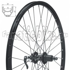   KLS Draft hátsó kerék 27,5 (584mm) szegecselt duplafalú fekete alu abroncs, tárcsás kazettás gyorszáras fekete alu agy fekete küllő