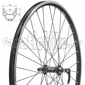   KLS Draft első kerék 28/29” (622mm) szegecselt duplafalú fekete alu abroncs, gyorszáras fekete alu agy fekete küllő