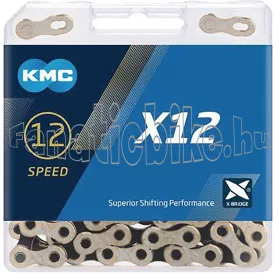 KMC X12 12 sebességes 126 szemes lánc + patentszem ezüst