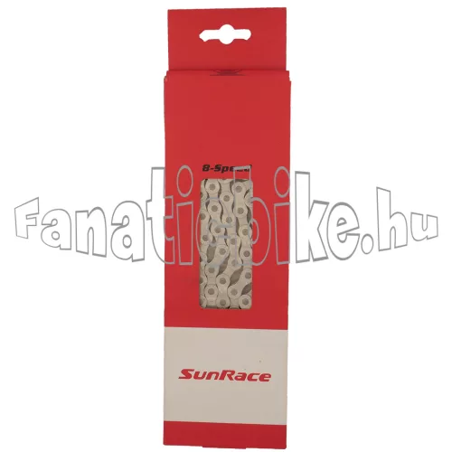 Sunrace CNM84 8 sebességes 116 szemes lánc + patentszem ezüst