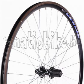   Spider országúti hátsó kerék 28” (622mm) duplafalú fekete alu abroncs kazettás gyorszáras fekete alu agy fekete küllő