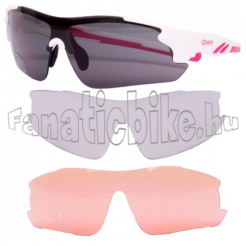 Mighty cserélhető lencsés kerékpáros szemüveg fehér-rózsaszín