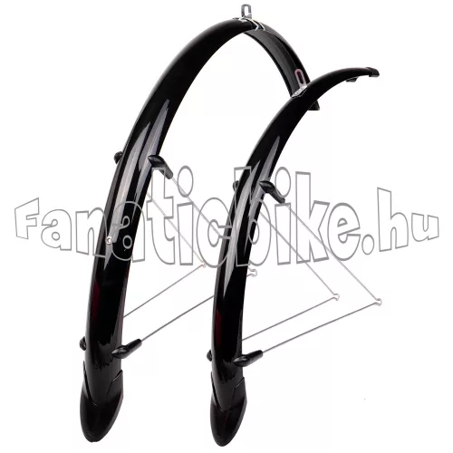 Trekking plasztik sárvédő 46mm 28" V pálcás fekete kábelcsatornával