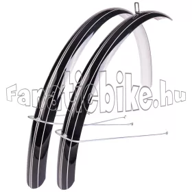   Trekking plasztik sárvédö 51mm 28" U pálcás, fekete ezüst csíkkal