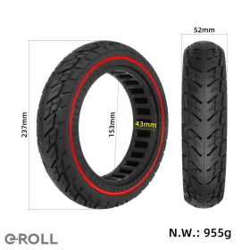   10x2,125/250x54  tömör gumi piros csikkal/ Ninebot F20F25F30F40/Mi4 
