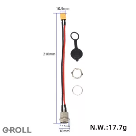   GX16 töltőaljzat XT30 csatlakozóval – E-roller töltőport
