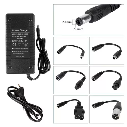 54.6V2A DC2.1 /Töltő 6 db kábellel（EU plug)
