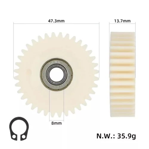 36 fogas nylon fogaskerék 608 csapággyal – 47,5 mm, 500W motorokhoz