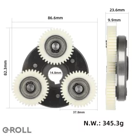   fogaskerék szabadonfutóval 500 W-os motorokhoz 36 T (jobb oldali kábelkivezetéssel)