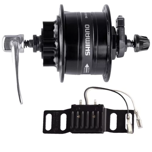 Shimano Nexus DH-3D32 tárcsafékes 32ly dinamós első agy, feszültség szabályzóval, fekete