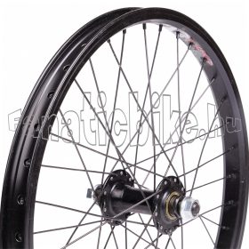   BMX első kerék 20” (406mm) szegecselt duplafalú fekete alu abroncs, fekete alu agy, fekete küllő