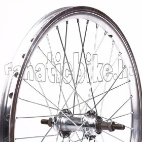   Hátsó kerék 20" (406mm) duplafalú ezüst alu abroncs, krómozott acél agy