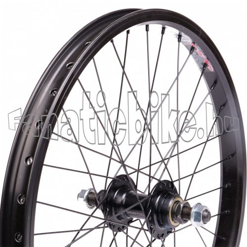 BMX hátsó kerék 20” (406mm) duplafalú fekete alu abroncs, fekete alu agy