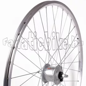  Első kerék 26” (559mm) ezüst duplafalú alu abroncs, Shimano 3W agydinamós ezüst agy