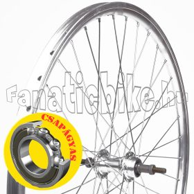   Hátsó kerék 26” (559mm) ezüst duplafalú abroncs, csapágyas ezüst alu agy