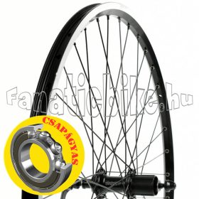   Hátsó kerék 27,5 (584mm) szegecselt duplafalú fekete alu abroncs, kazettás gyorszáras, csapágyas, fekete alu agy fekete küllő