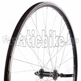   Első kerék 28/29” (622mm) duplafalú fekete alu abroncs, gyorszáras fekete alu agy