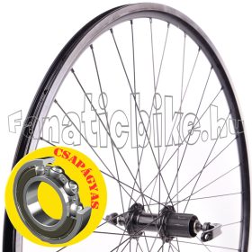   Országúti hátsó kerék 28” (622mm) duplafalú fekete alu abroncs, csapágyas kazettás gyorszáras fekete alu agy fekete küllő