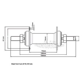 Legeer acél első agy 8mm 36ly 
